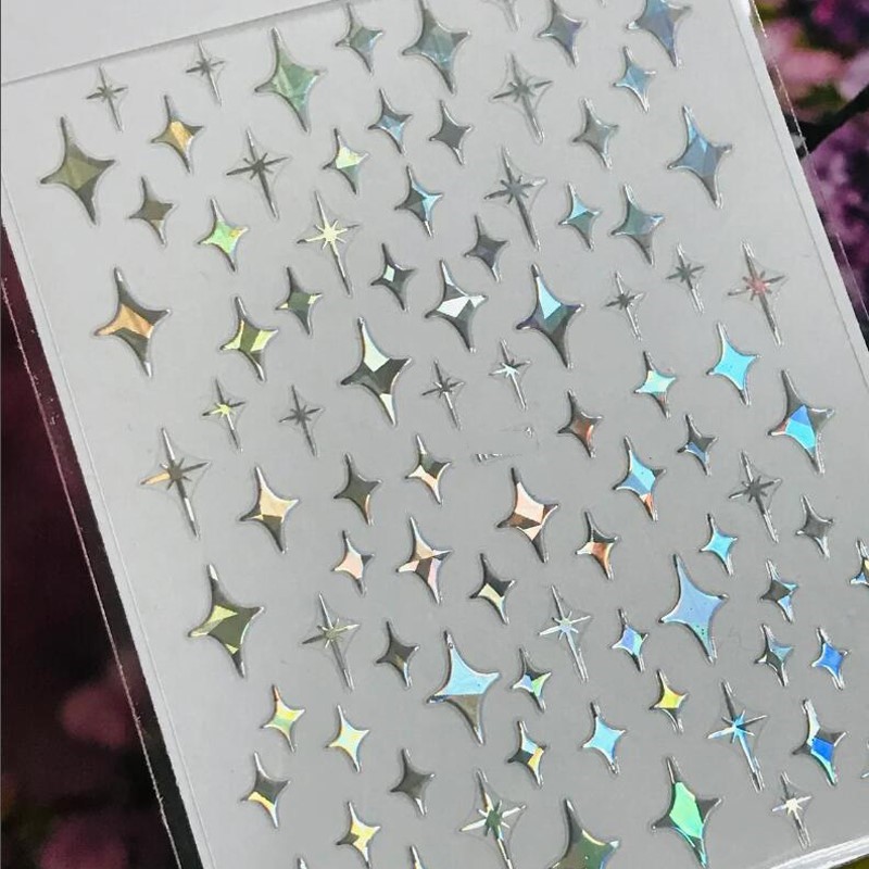 Nail Art Rose Gold - 3D Laser Silver/Rose Gold Hollow Cross