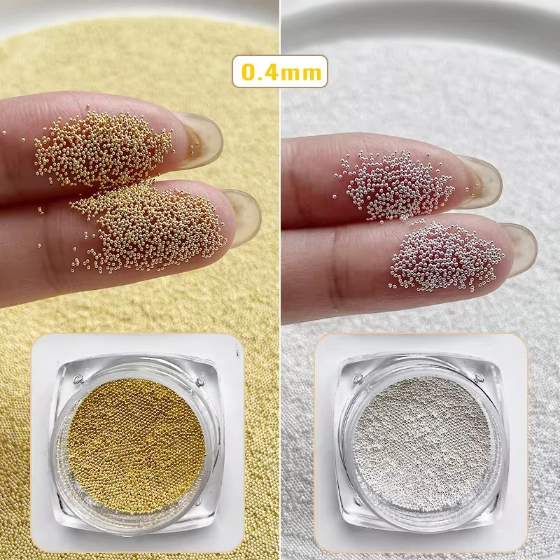 Nail Art Rose Gold - Nail Caviar Beads 0.4/0.6/0.8/1mm Silver Rose