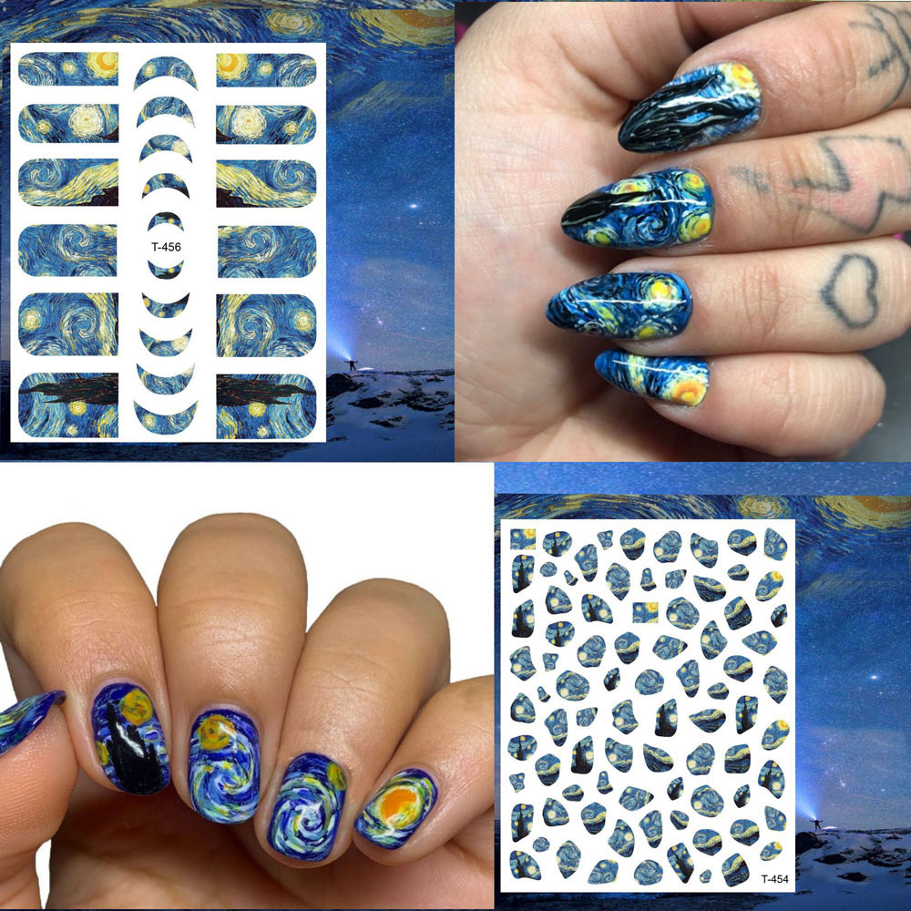 Nail Art Van Gogh - 1pcs Van Gogh Night Romantic Nail