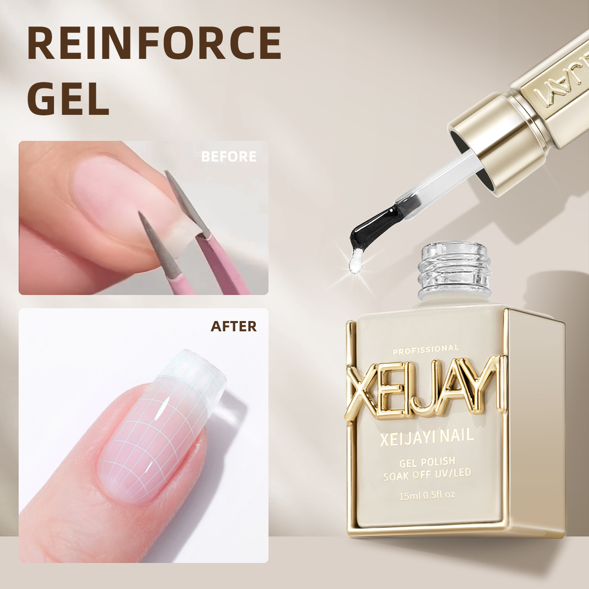 1Pc 15ml Reinforce Gel Nail Ge - Nail Art Orange 评论和价格