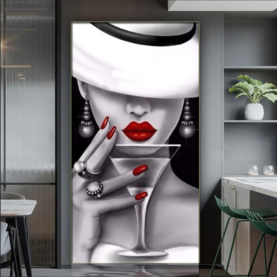 Elegant Woman Full Diamond Mos - Nail Art Valentines Day 评论和价格
