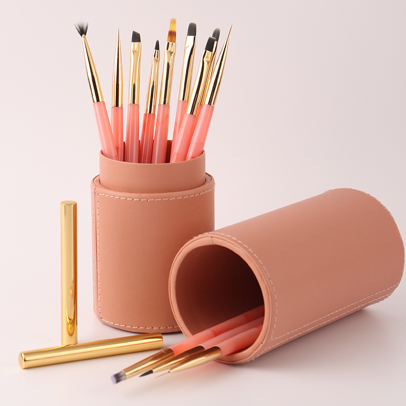 12Pcs Pink Inlaid Jade Handle  - Nail Art Pink Soft 评论和价格