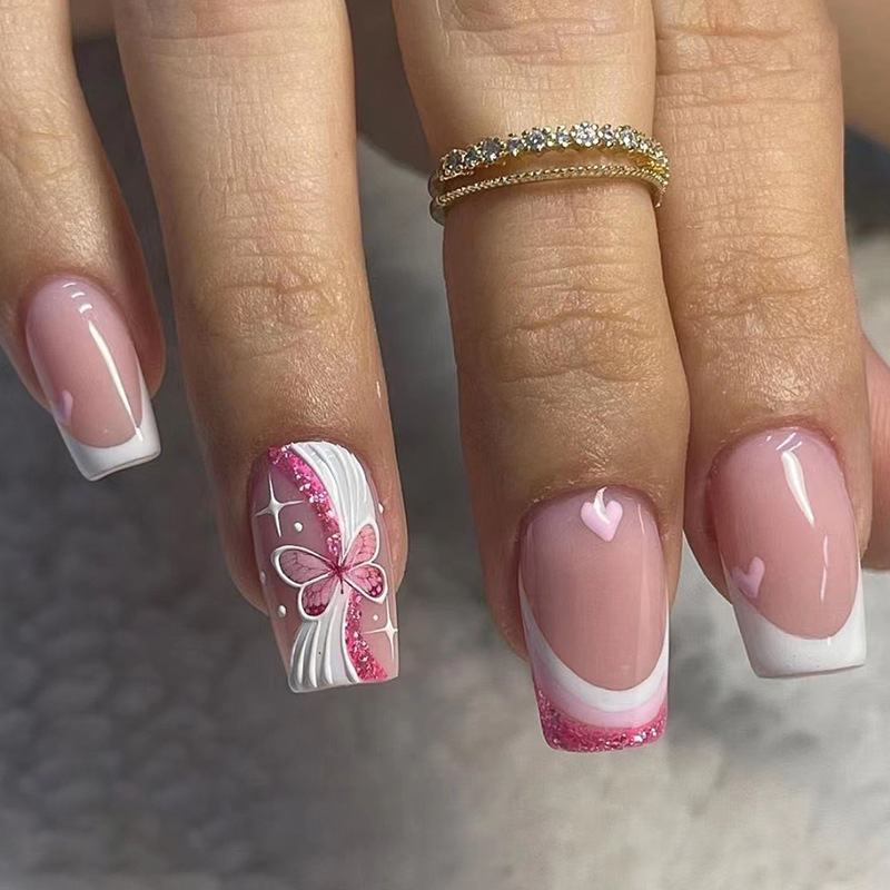 24Pcs Love Rainbow Press on Na - Nail Art Natural 评论和价格
