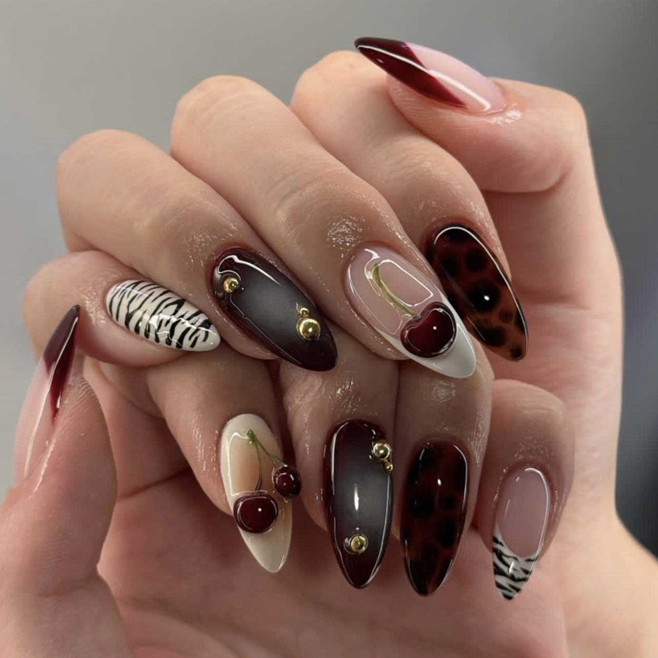 24PCS Burgundy Nude Brown Pres - Nail Art Burgundy 评论和价格