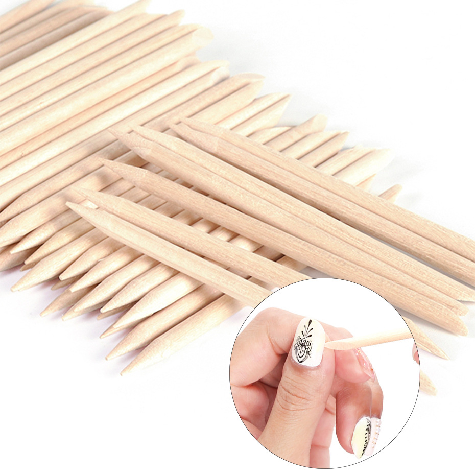100pcs Wooden Cuticle Pusher R - Nail Art Orange 评论和价格