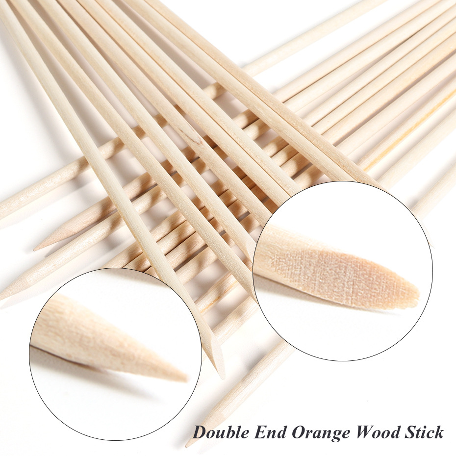 100pcs Wooden Cuticle Pusher R - Nail Art Orange 评论和价格