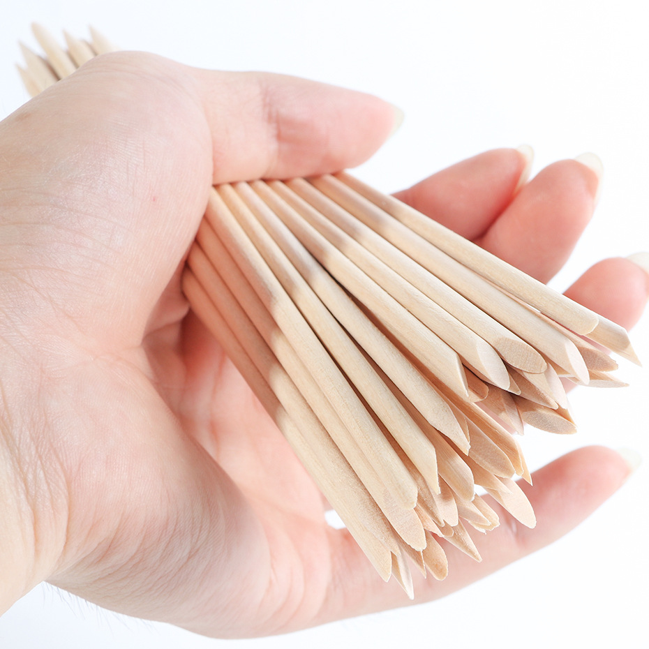 100pcs Wooden Cuticle Pusher R - Nail Art Orange 评论和价格