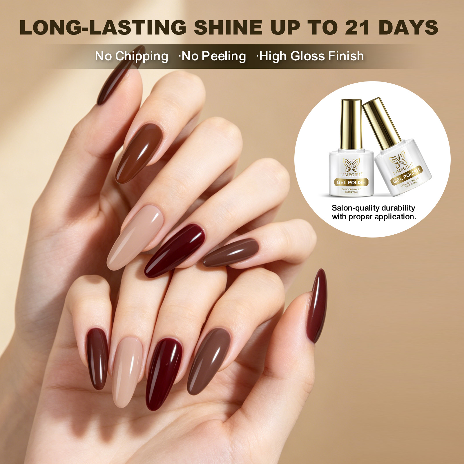 LIMEGIRL 6 Colors Gel Nail Pol - Nail Art Burgundy 评论和价格