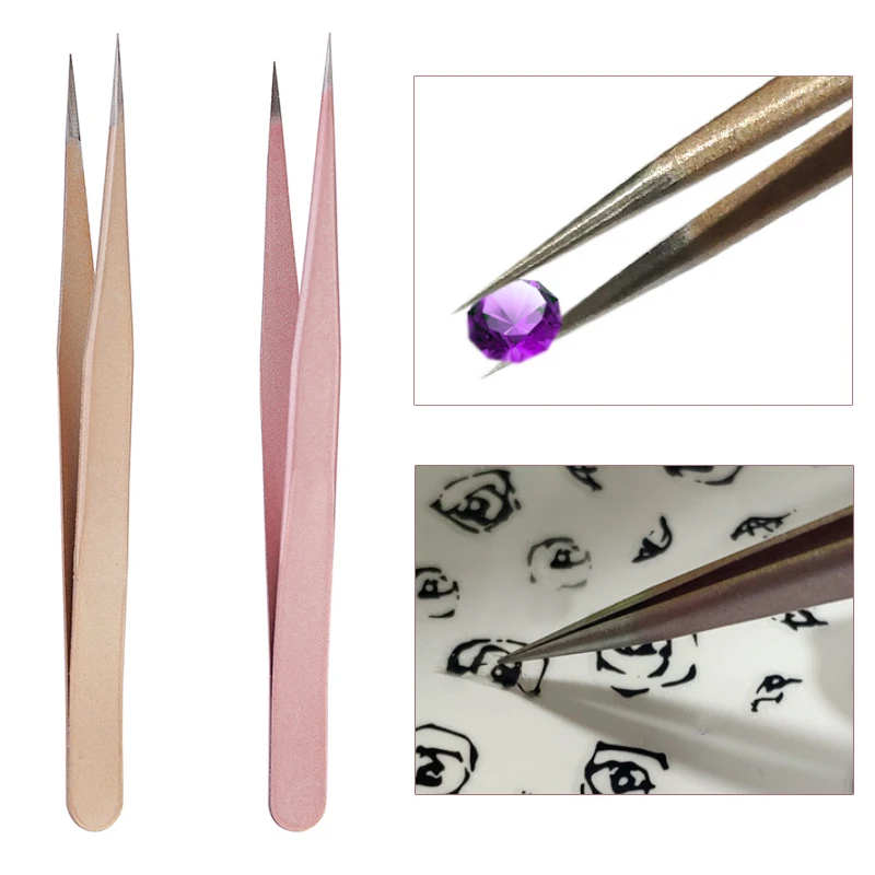 1Pc Straight Tweezer in Champa - Nail Art Rose Gold 评论和价格