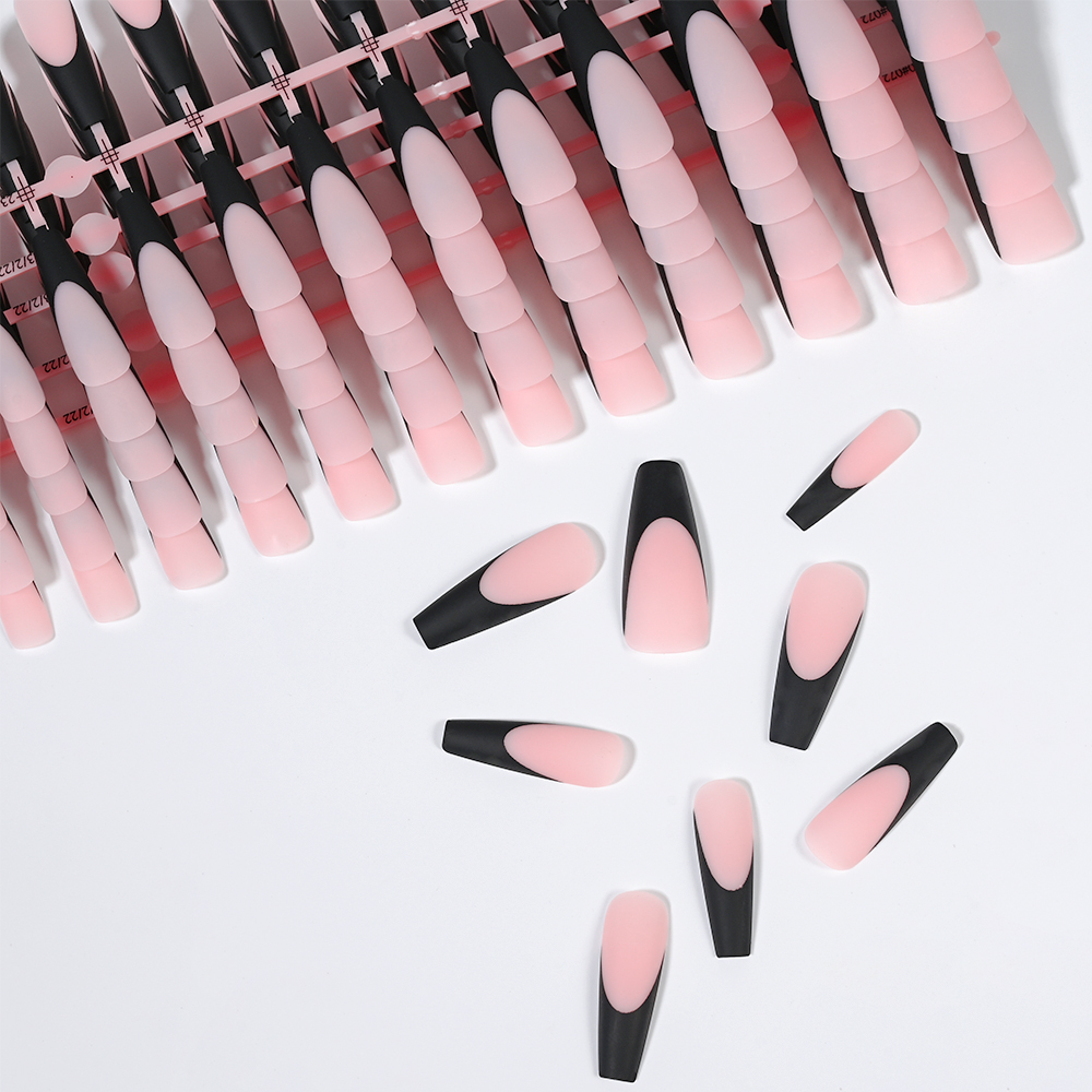 120PC Black French Gel Nail Ti - Nail Art Natural 评论和价格