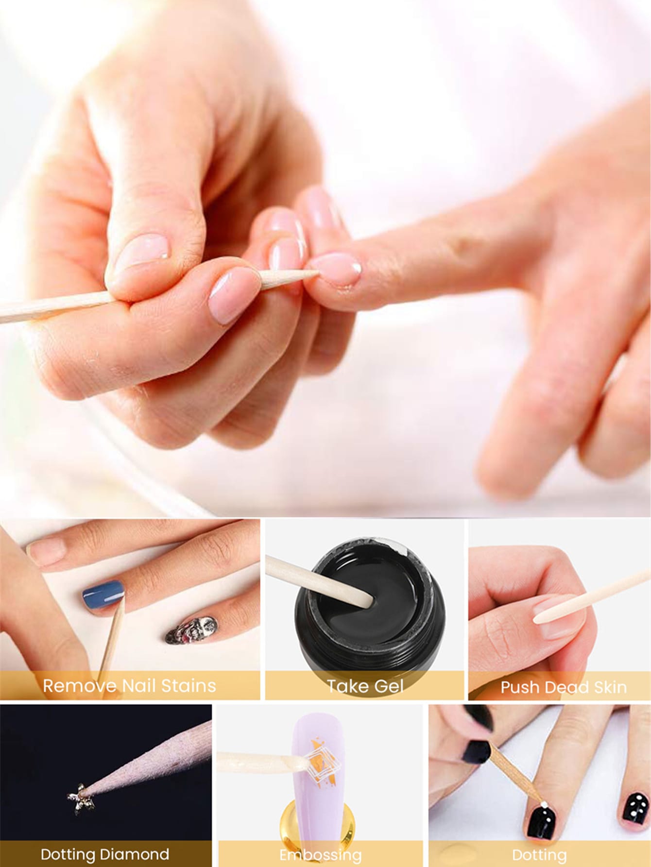 15 to 500 Pcs Orange Wood Cuti - Nail Art Orange 评论和价格