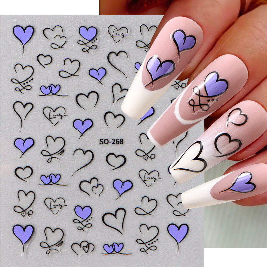 3pcs Y2K Gold Wave Line Heart  - Nail Art Valentines Day 评论和价格